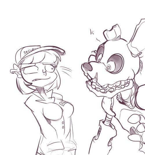 animatronic duo female five_nights_at_freddy's five_nights_at_freddy's_3 golden_bonnie_(fnaf) human kayla-na machine mammal mechanical robot security_guard