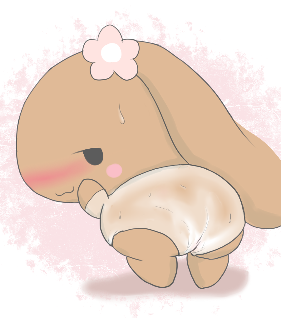 ambiguous_gender anthro beady_eyes bedroom_eyes blush brown_eyes brown_fur canine cinnamoroll cute dog flower flower_in_hair fluffy_fluffy_cinnamoroll fur hairpin japanese long_ears looking_back mammal mocha oddly_sexy plant sanrio solo suggestive sweat teardrop unknown_artist