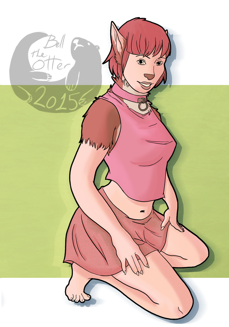 2015 animal_ears bell_the_otter big_breasts border_collie breasts canine clothing collar dog female fur hair human mammal nipples open_mouth part sequence skirt smile solo teeth transformation