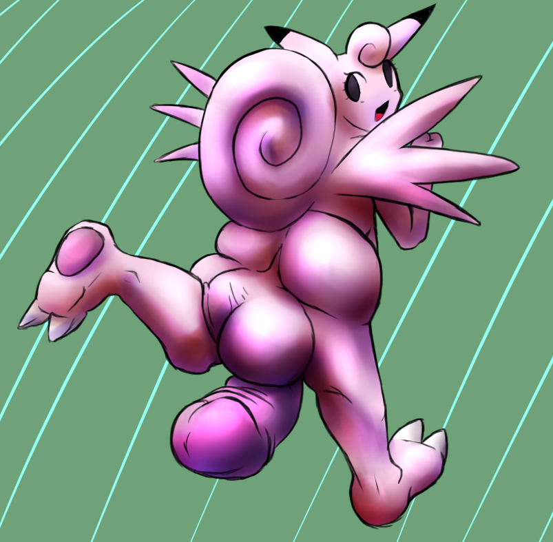 2014 2_toes anthro back balls butt clefable digital_media_(artwork) huge_balls huge_penis humanoid_penis hyper looking_at_viewer looking_back male nintendo nude open_mouth penis plain_background pok&eacute;mon smile solo toes tongue video_games wings