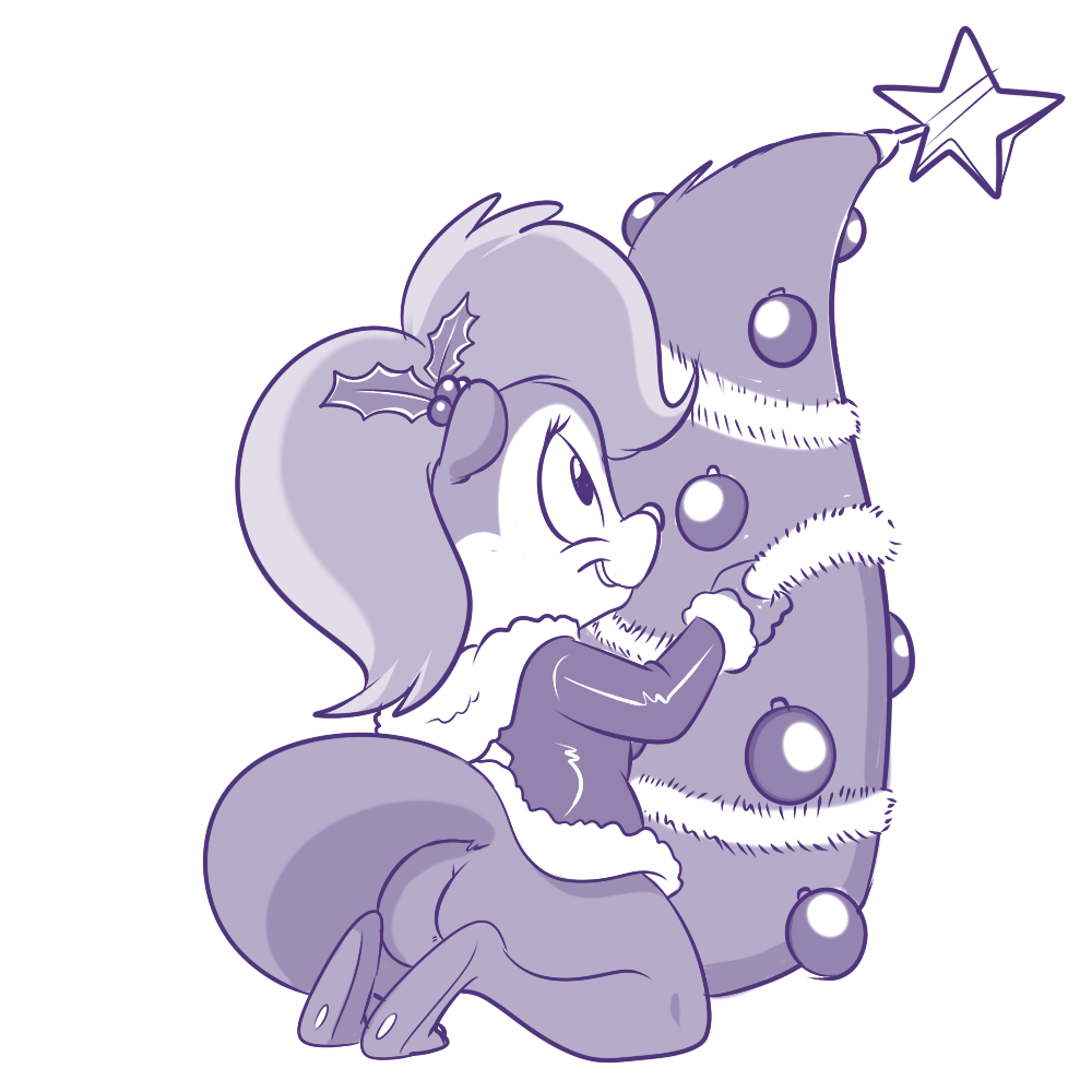 anthro big_tail christmas christmas_tree cute female fifi_la_fume holidays lonbluewolf mammal skunk solo tiny_toon_adventures tiny_toons tree warner_brothers