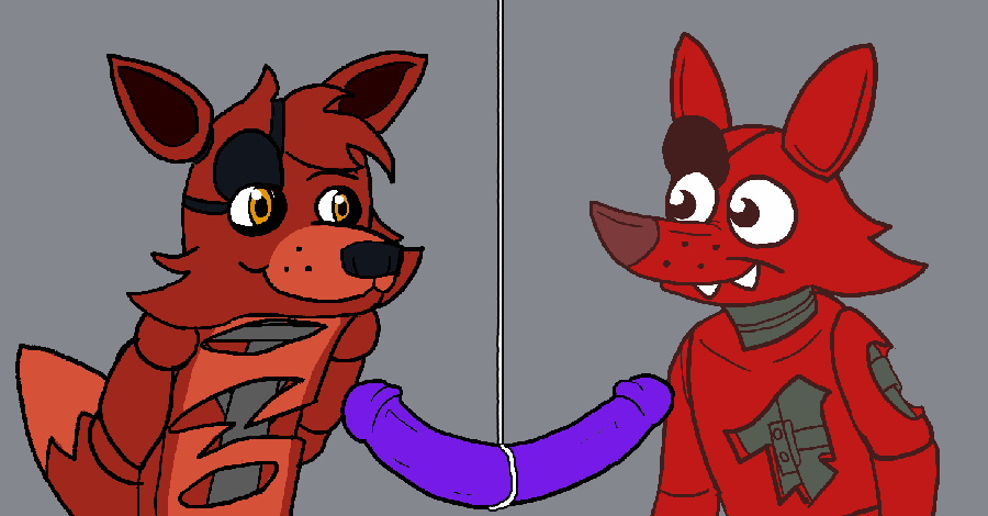 animated animatronic anthro canine crisis-omega dildo double_dildo duo eye_patch eyewear five_nights_at_freddy's fox foxy_(fnaf) machine male mammal mechanical robot rope sex_toy tailwag