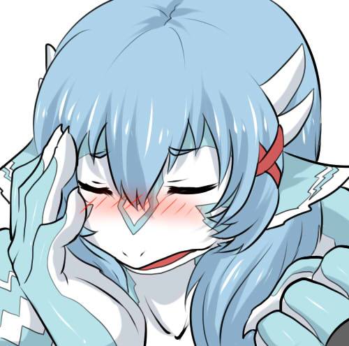 blue_fur blue_hair blush dragon eyes_closed female fur hair kemono long_hair lsa2423063 solo