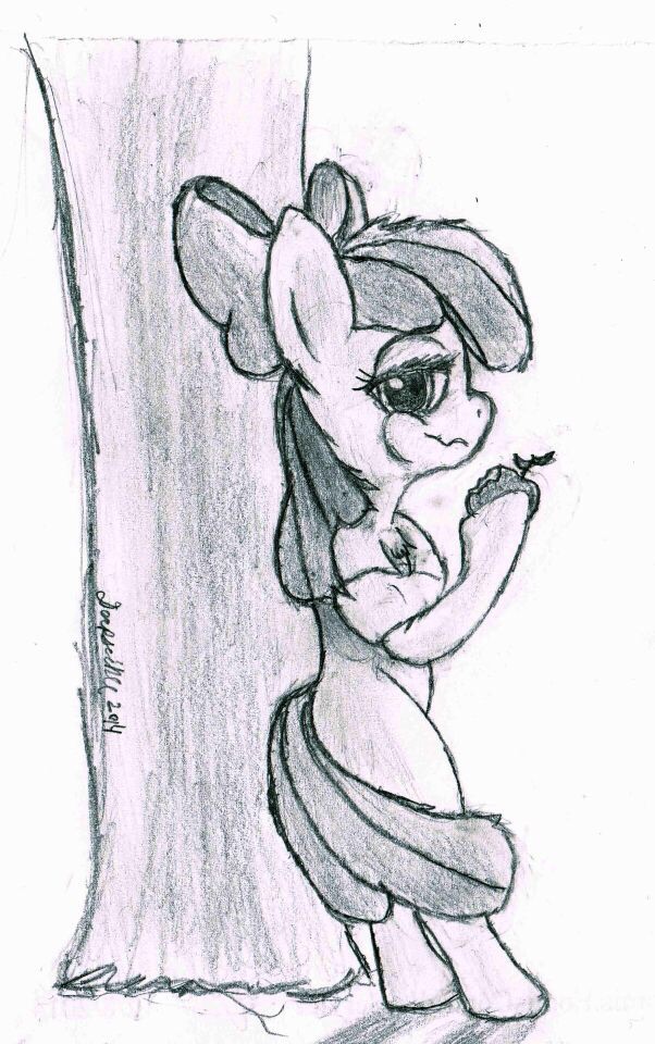 anthro anthrofied apple apple_bloom_(mlp) derpsickle earth_pony equine female friendship_is_magic fruit hair_bow horse mammal my_little_pony pony solo