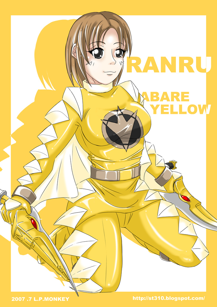 abareyellow bakuryuu_sentai_abaranger breasts ranru_itsuki sentai super_sentai