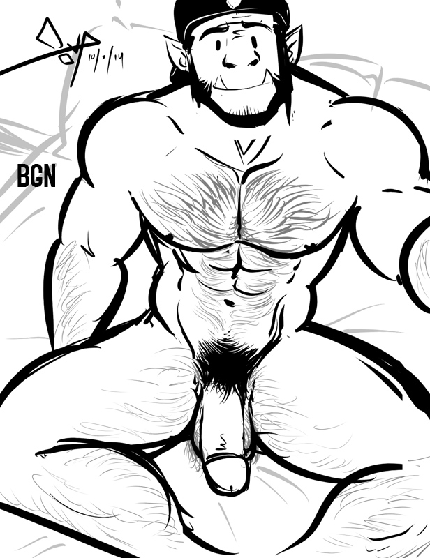 2014 balls bgn body_hair chest_hair facial_hair hairy humanoid male muscles nipples nude orc penis pubes solo tusks