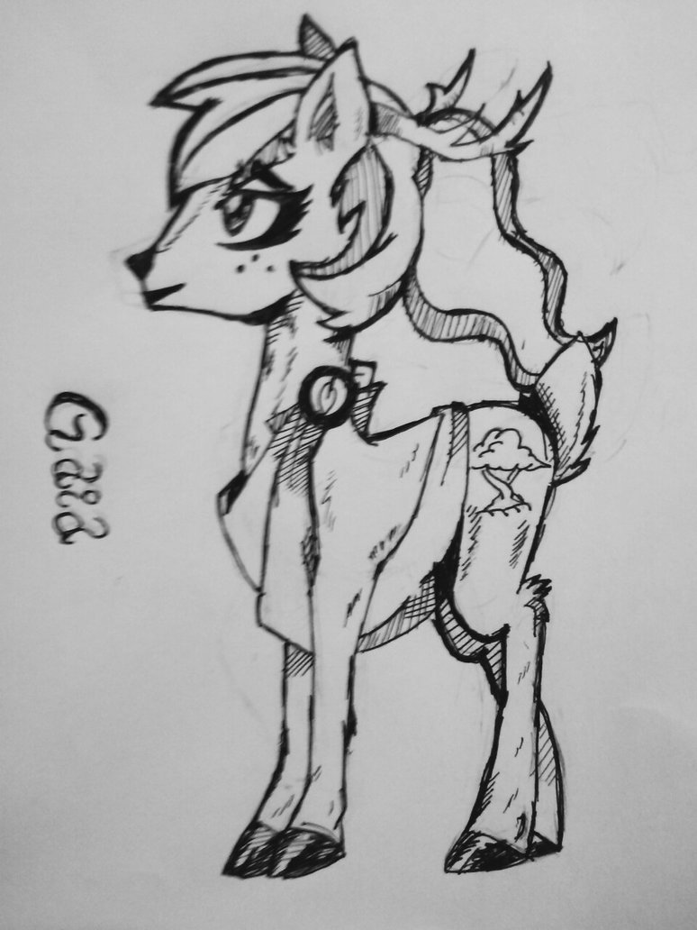 black_and_white cervine deer female feral friendship_is_magic hooves mammal monochrome my_little_pony tailsisbest traditional_media venison