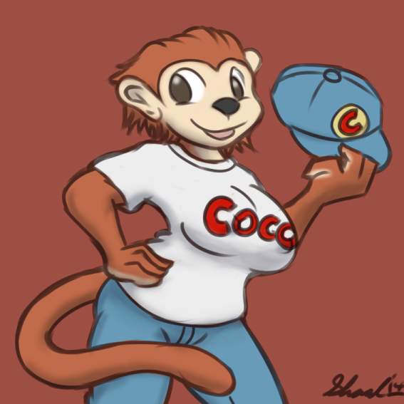 anthro coco crossgender female hat jeans mammal mascot monkey primate shardshatter solo