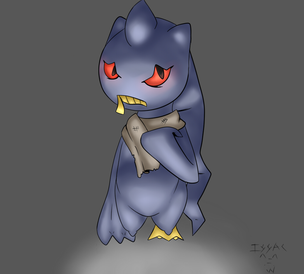 banette doll ghost glowing humanoid issac_lazarus lamont male nintendo pok&eacute;mon red_eyes scarf solo spirit video_games