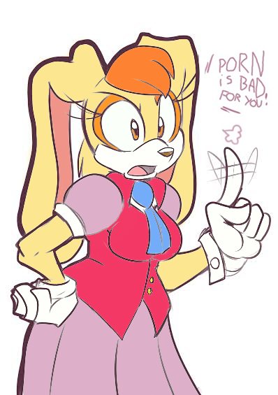 anthro disapproval dress english_text female finger_wag front_view gloves hair hands_on_hips hypocrite lagomorph long_ears mammal open_mouth orange_eyes orange_hair rabbit sega sonic_(series) standing text vanilla_the_rabbit wagging_finger wide_hips