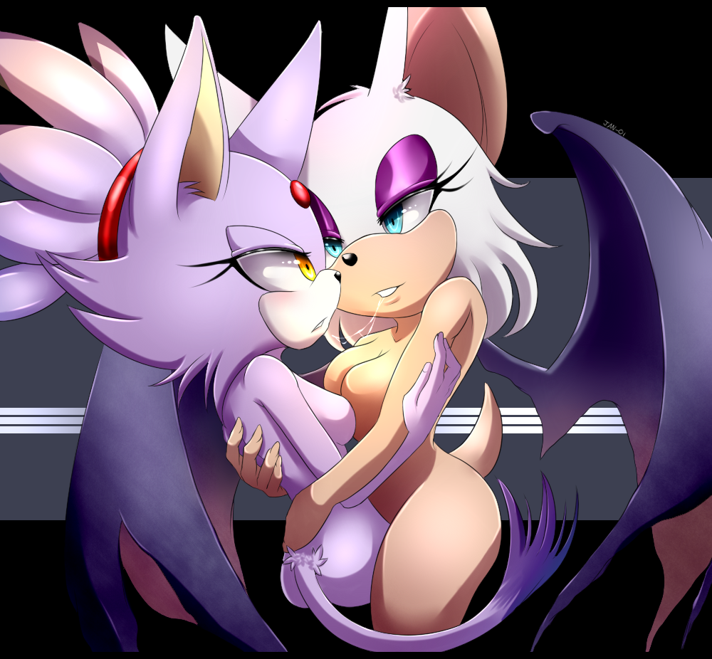 anthro bat blaze_the_cat blue_eyes breasts cat duo feline female fur jan-01 lesbian mammal nude purple_fur rouge_the_bat saliva saliva_string sega sonic_(series) wings