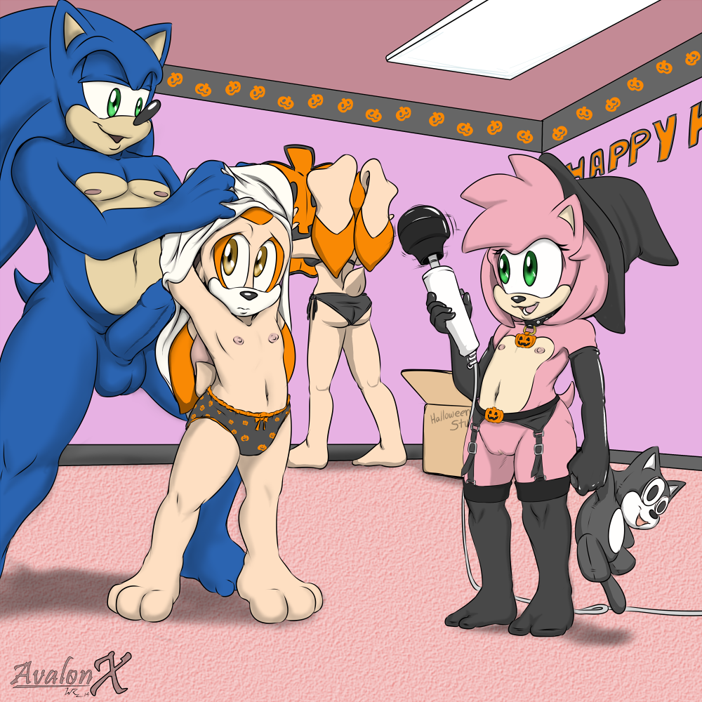 2014 age_difference amy_rose anthro areola aval0nx balls bra clothed clothing cream_the_rabbit cub erect_nipples erection female flat_chested group half-dressed halloween hedgehog holidays lagomorph male mammal milf mother nipples nude panties parent penis pussy rabbit sega sex_toy sonic_(series) sonic_the_hedgehog topless underwear undressing vanilla_the_rabbit vibrator young