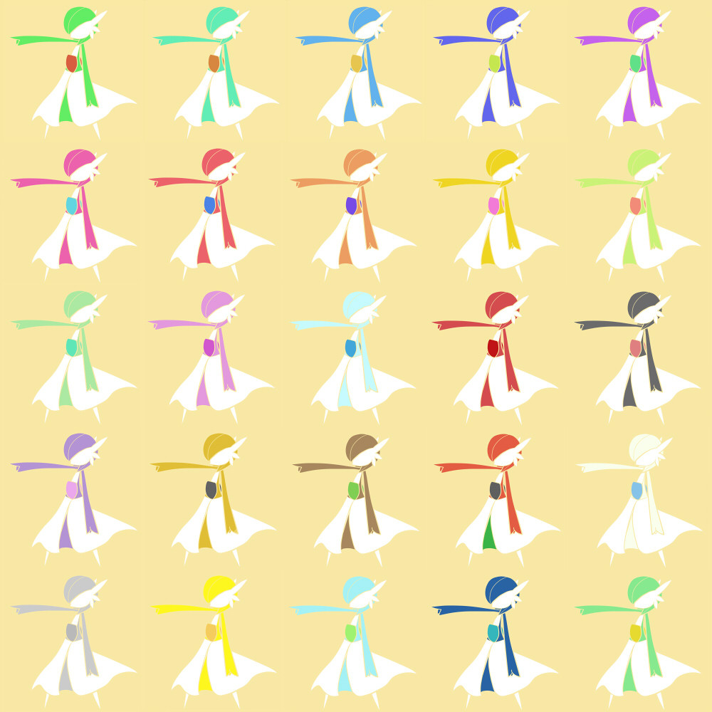 ambiguous_gender black_hair blonde_hair blue_hair brown_hair concave_(artist) dress gardevoir green_hair grey_hair hair humanoid nintendo orange_hair pink_hair plain_background pok&eacute;mon purple_hair red_hair shiny_pok&eacute;mon silver_hair video_games white_hair