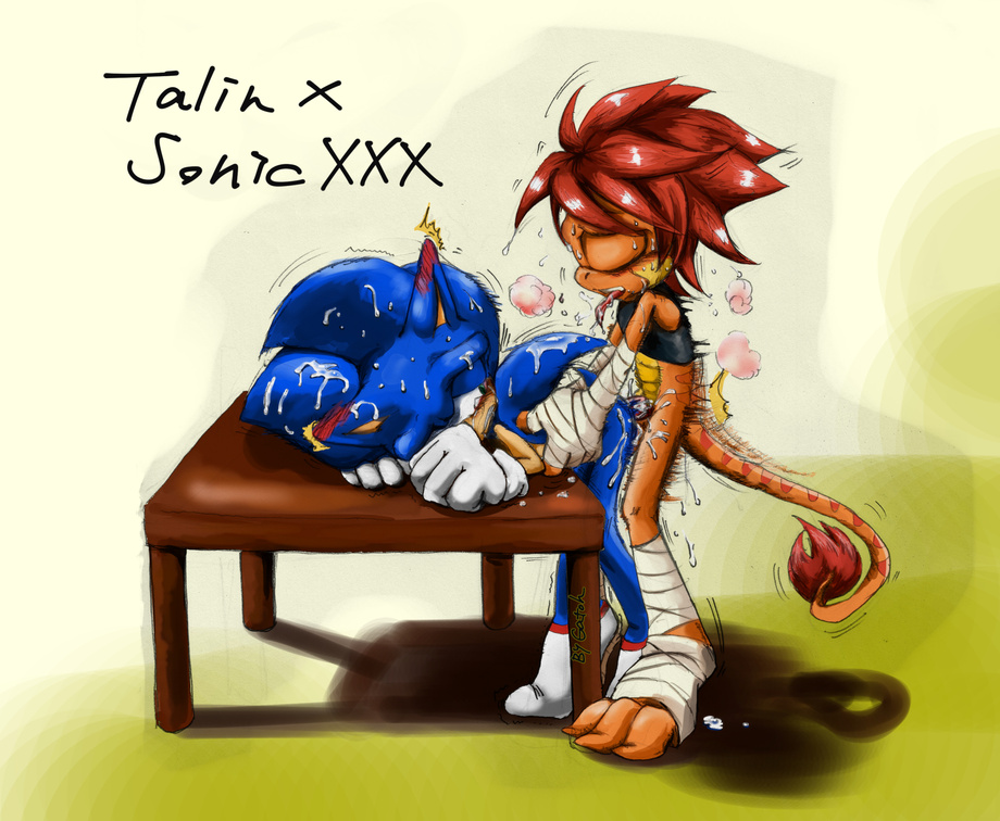 anal anal_penetration anthro bigger_version_at_the_source dinosaur drooling duo gatoh_(artist) gay hedgehog male mammal penetration raptor reptile saliva scalie sega sonic_(series) sonic_the_hedgehog sweat talin tongue toony wet wraps