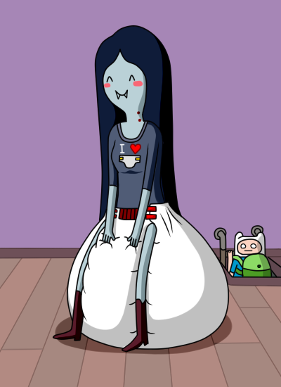 adventure_time black_hair breasts clothed clothing diaper diaperartist duo fangs feces female finn_the_human grey_skin hair human humanoid long_hair male mammal marceline messy_diaper pooping royalty scat smile vampire