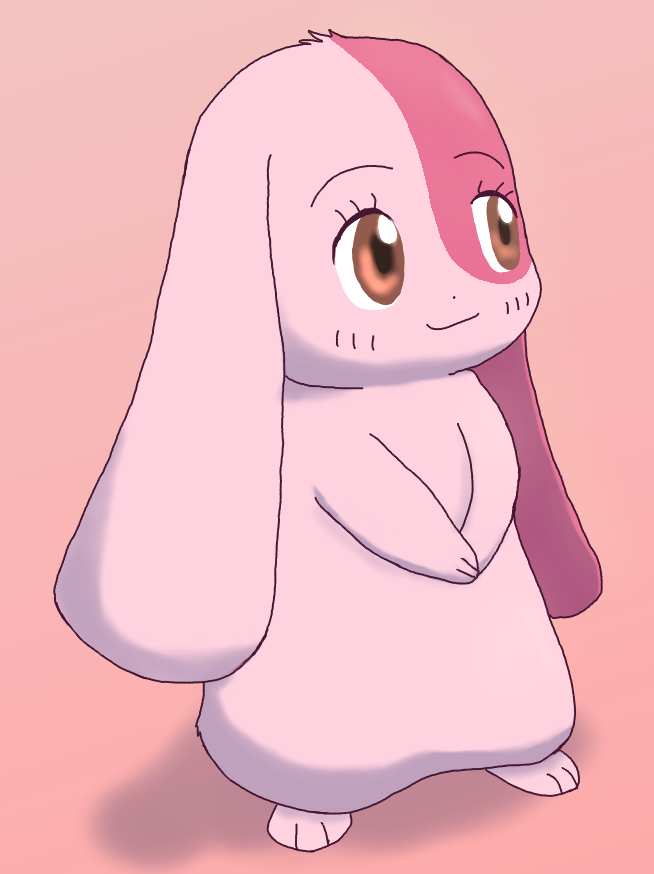 3_fingers 3_toes :3 brown_eyes cute eyelashes female fur happy happy_happy_clover japanese lago lagomorph long_ears mallow mammal meru pink_fur pixiv rabbit sayuri_tatsuyama short_fur solo toes