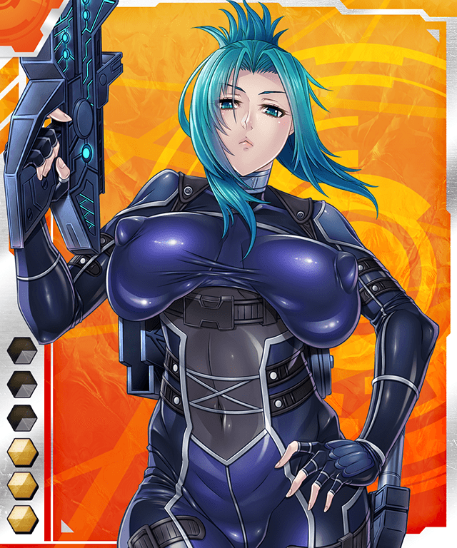 1girl asagiri blue_eyes blue_hair bodysuit breasts gun krista_karmi large_breasts lilith-soft rifle taimanin_asagi taimanin_asagi_battle_arena weapon