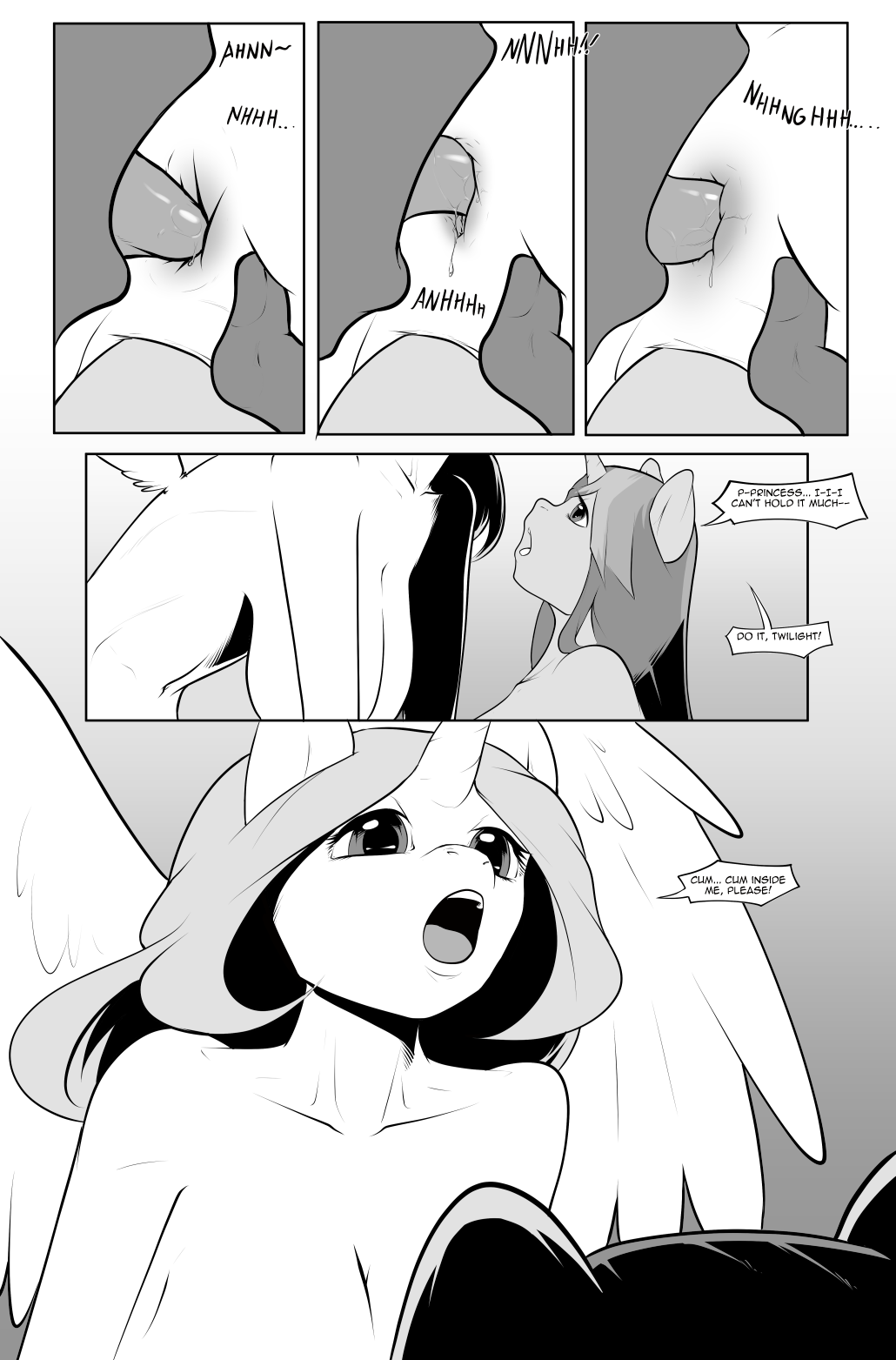 anal anthro anthrofied bakuhaku breasts comic dickgirl dickgirl/female english_text equine female female/female friendship_is_magic half-closed_eyes horn horse incest intersex intersex/female mammal monochrome my_little_pony open_mouth oral penetration penis pony princess_celestia_(mlp) princess_luna_(mlp) pussy rimming sex teeth text tongue tongue_out twilight_sparkle_(mlp) vaginal vaginal_penetration wings