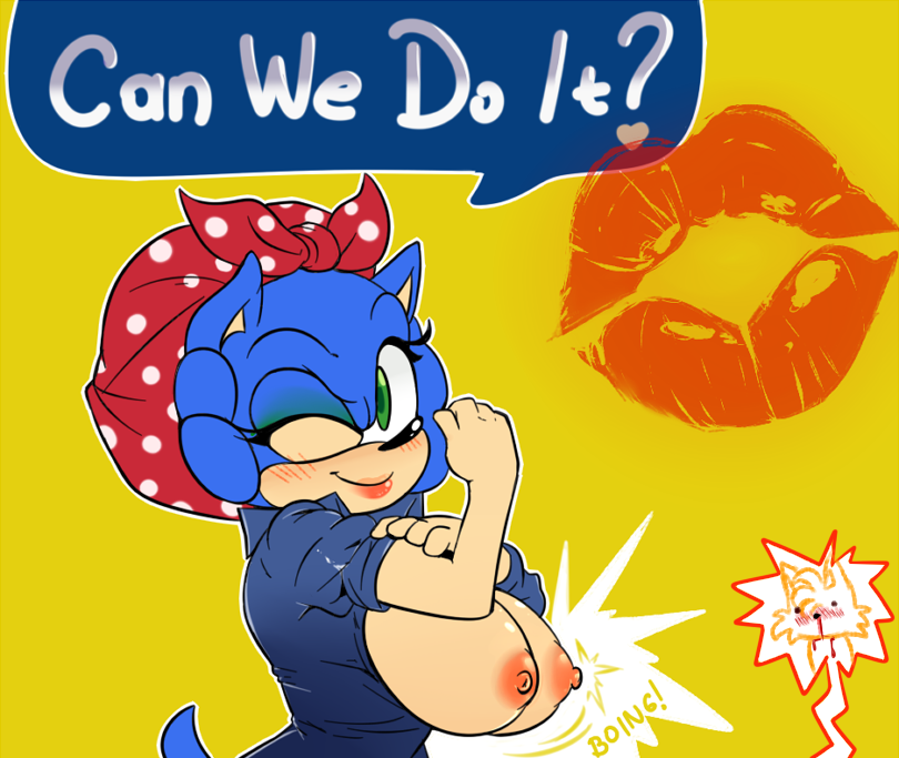 breasts crossgender cuisine hedgehog mammal miles_prower rosie_the_riveter sega sonic_(series) sonic_the_hedgehog