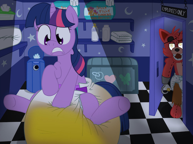 diaper feces five_nights_at_freddies five_nights_at_freddy's foxy friendship_is_magic full_diaper hyper hyper_feces my_little_pony peeing pooing scat shocked twilight_sparkle_(mlp) urine
