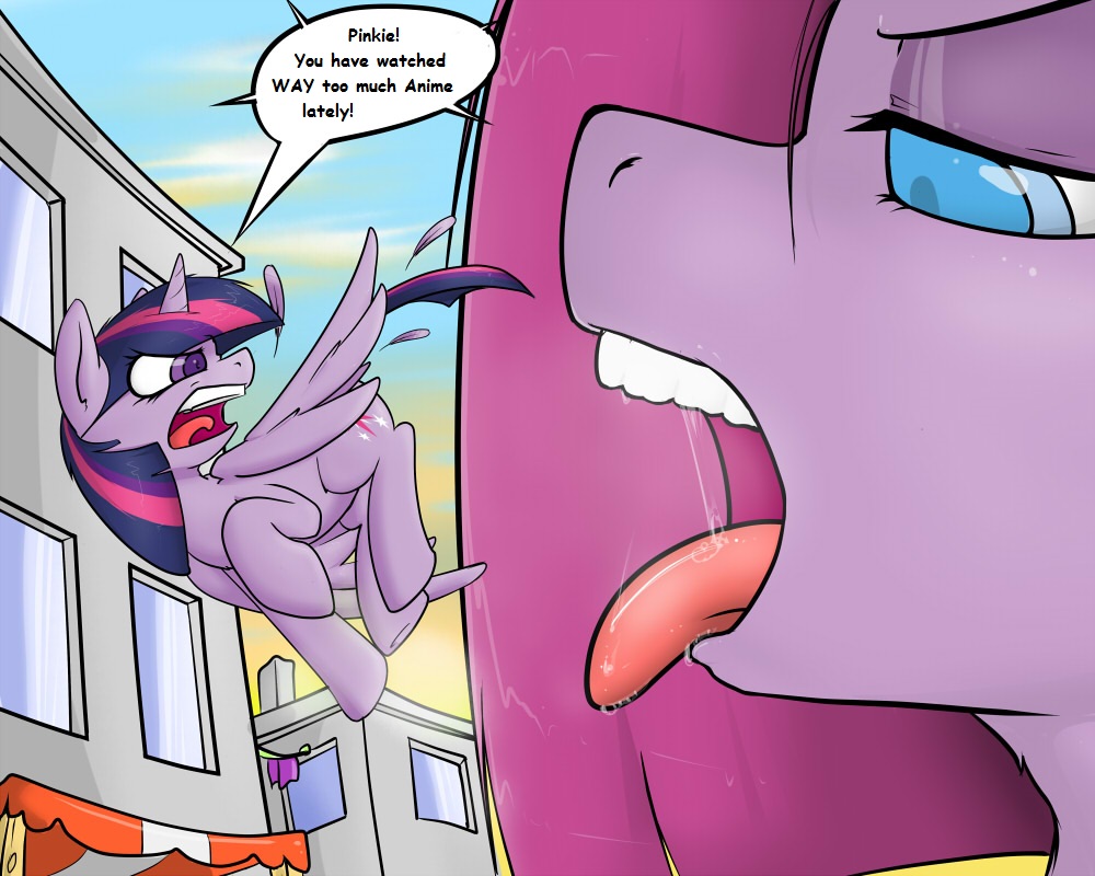 2015 angry blue_eyes building cutie_mark dialogue duo earth_pony english_text equine feather female feral flying friendship_is_magic gtsdev hair half-closed_eyes horn horse long_hair macro mammal my_little_pony open_mouth outside pink_hair pinkamena_(mlp) pinkie_pie_(mlp) pony purple_eyes saliva text tongue tongue_out twilight_sparkle_(mlp) vore winged_unicorn wings