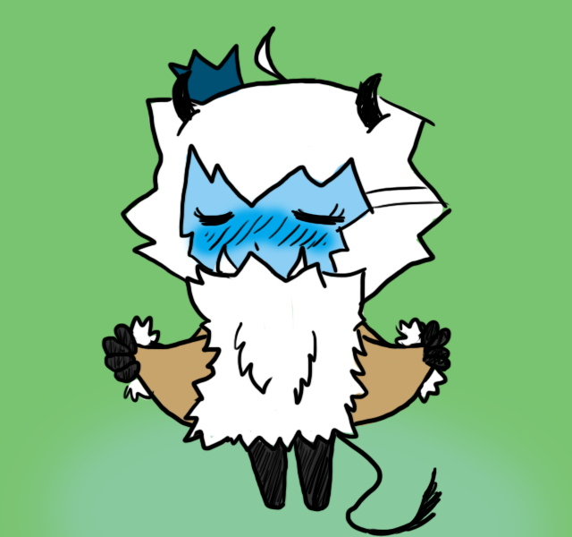 blue_skin blush crown eyes_closed female flashing fluffy fur humor princess royalty solo towergirls tusks white_fur yeti yeti_princess