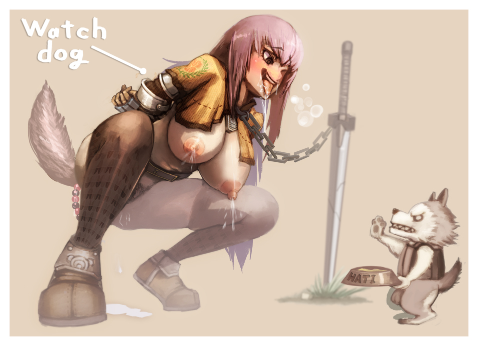 anal_beads arms_behind_back bdsm blush bondage bound bowl breasts collar dog houjicha huge_breasts lactation leash nipples open_mouth pet_bowl purple_hair pussy_juice pussy_juice_puddle ragnarok_online saliva solo sword swordman swordsman_(ragnarok_online) weapon