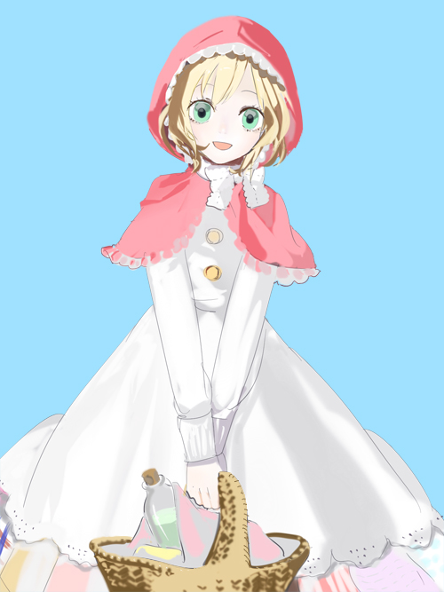 007_(pixiv295076) 1girl axis_powers_hetalia bad_id basket belgium_(hetalia) blonde_hair blue_eyes dress female short_hair simple_background solo