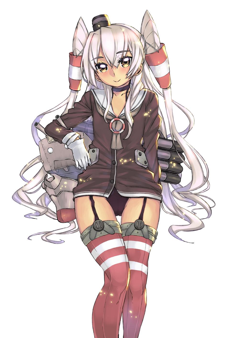 amatsukaze_(kantai_collection) black_panties brown_eyes cameltoe choker dress flat_chest garter_straps gloves hairband hat highres kantai_collection long_hair looking_at_viewer md5_mismatch mini_hat nagy panties red_legwear rensouhou-kun sailor_collar sailor_dress short_dress silver_hair simple_background sitting smile solo suspenders thighhighs two_side_up underwear very_long_hair white_background white_gloves