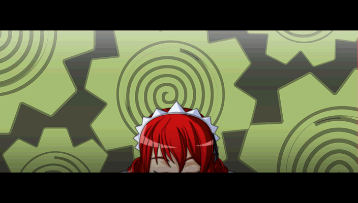 android animated animated_gif bouncing_hair drill_hair drill_kill fearless_night letterboxed maid_headdress original red_eyes red_hair solo spike_wible