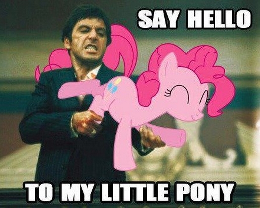 blood clenched_teeth crossover cutie_mark duo earth_pony equine eyes_closed friendship_is_magic horse human mammal meme my_little_pony pinkie_pie_(mlp) pony rage scarface_(1983) smile suit teeth tony_montana