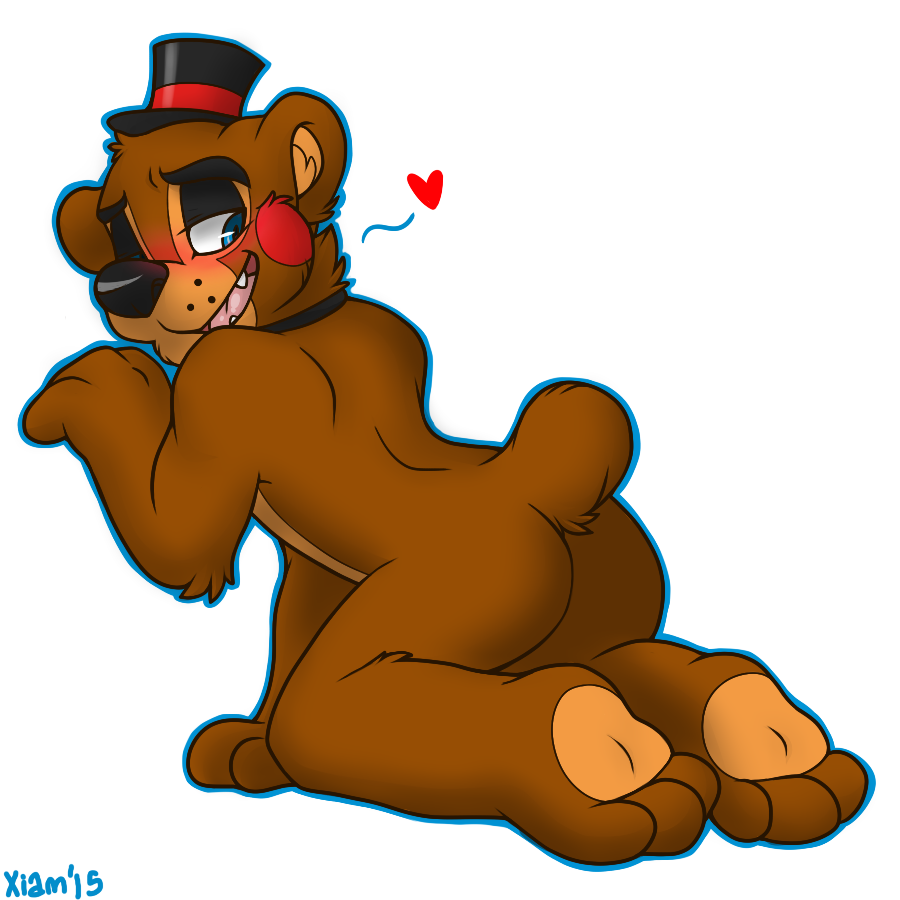 2015 anthro bear blush bow bow_tie brown_fur butt five_nights_at_freddy's five_nights_at_freddy's_2 fur gift hat mammal nude presenting solo submissive submissive_solo teeth tongue top_hat toy_freddy_(fnaf) video_games xiamtheferret