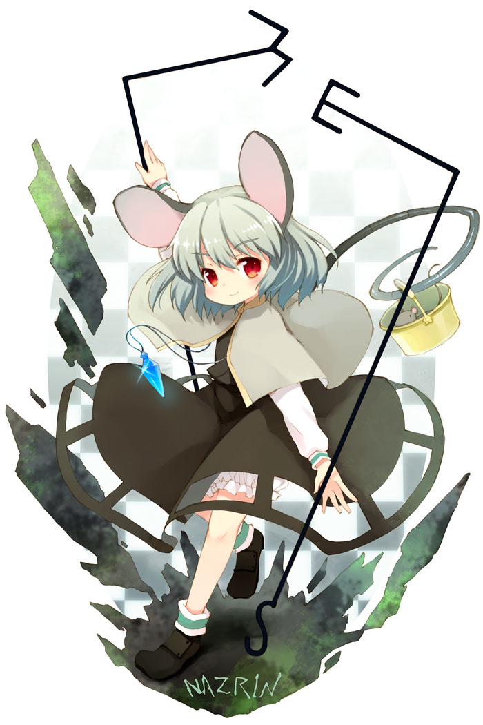 animal_ears bad_id bad_pixiv_id bloomers grey_hair jewelry kito_(sorahate) mouse mouse_ears mouse_tail nazrin pendant red_eyes short_hair silver_hair solo tail touhou underwear