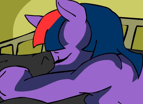 animated anthro anthrofied bed breasts equine eyes_closed female friendship_is_magic fur hair horn horse inside mammal my_little_pony open_mouth pony purple_fur purple_hair side_boob solo twilight_sparkle_(mlp) two_tone_hair
