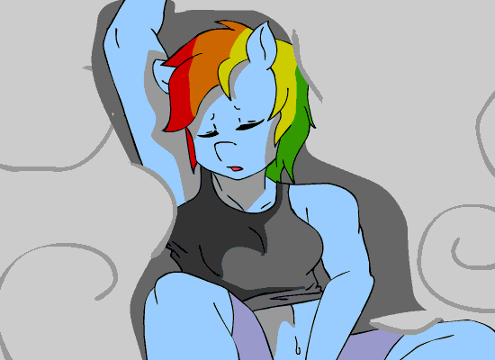 animated anthro anthrofied blue_fur breasts clothed clothing cloud equine eyes_closed female friendship_is_magic fur hair half-dressed horse inuyuru mammal masturbation multicolored_hair my_little_pony navel open_mouth outside pony rainbow_dash_(mlp) rainbow_hair shirt solo spread_legs spreading tongue