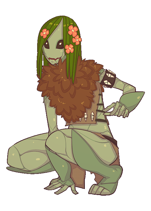 animated black_eyes female flora_fauna floran flower green_hair hair plant solo starbound video_games