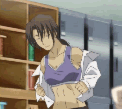 abs animated animated_gif brown_hair cross_days ion_ishibashi lowres muscle solo