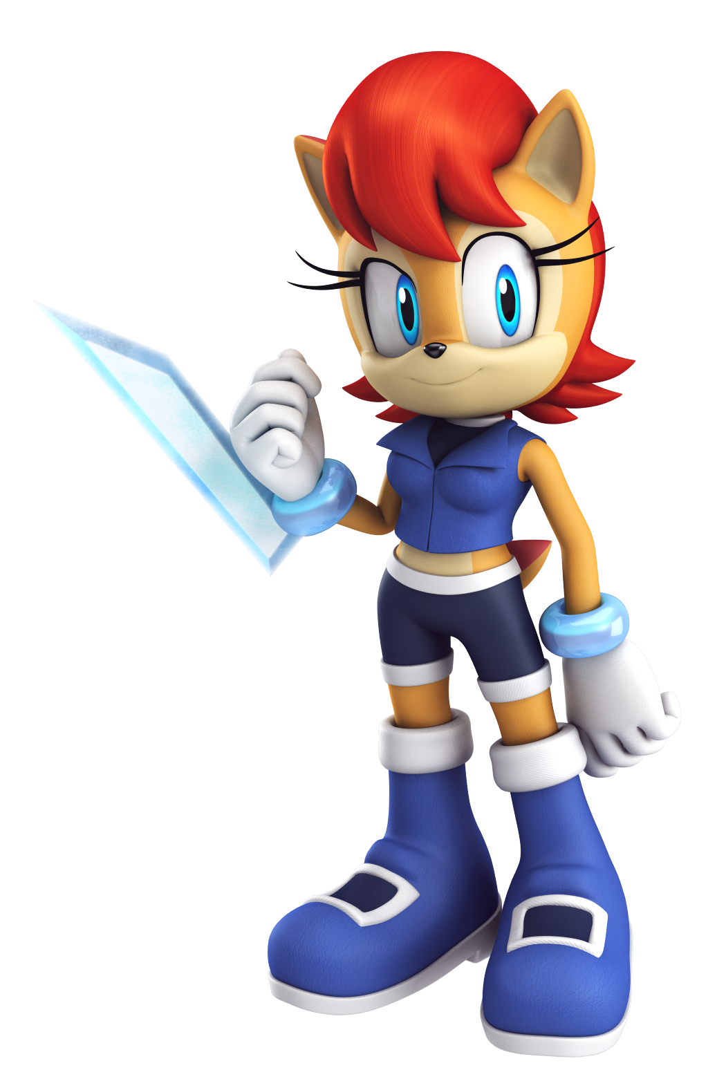 anthro archie_comics blue_eyes boots breasts brown_fur clothing elesis-knight_(artist) fur hair midriff official_art red_hair sally_acorn shorts sonic_(series)