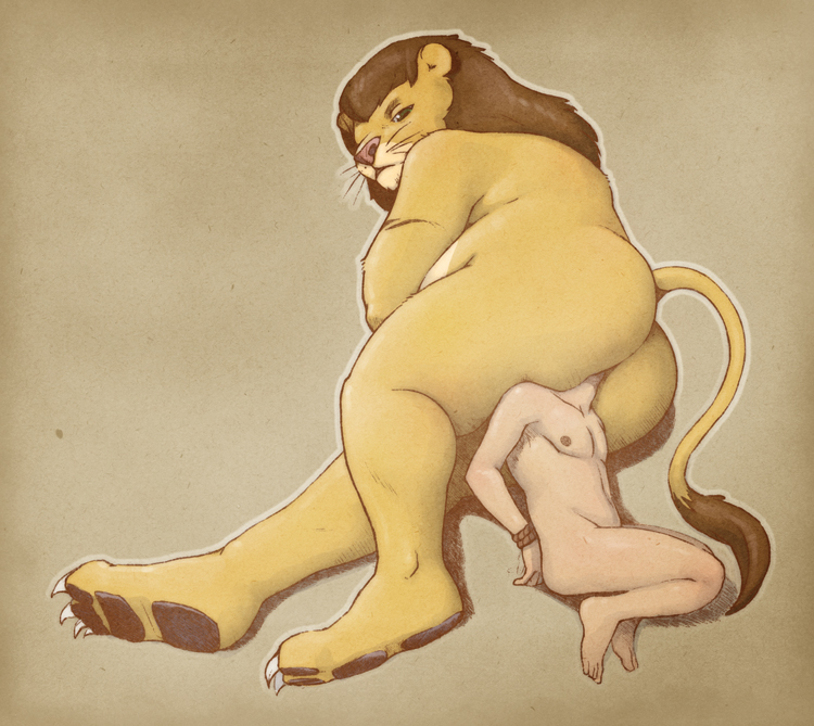 anal anal_insertion anal_penetration anal_vore bdsm bondage bound duo feline forced human insertion interspecies lion lying male male/male mammal on_side penetration remmer size_difference unwilling vore