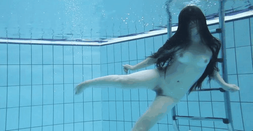 1girl animated animated_gif asian breasts nude photo pool pubic_hair swimming uncensored underwater
