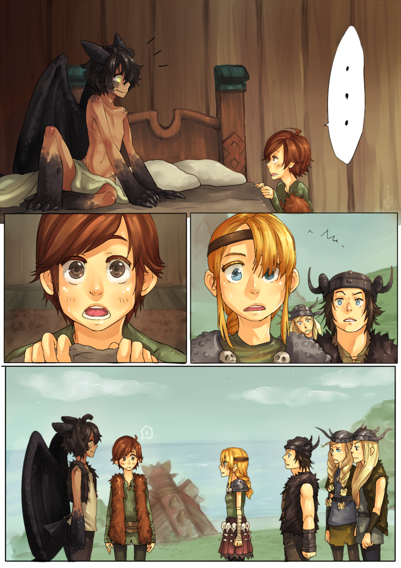 2011 anthro bed comic doujinshi female how_to_train_your_dragon human jotaku male mammal surprise toothless wings