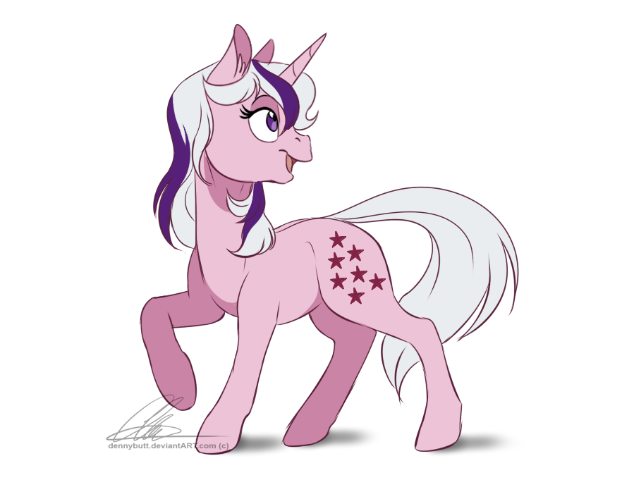 2015 alpha_channel cutie_mark dennybutt equine female feral fur g1 hair horn mammal my_little_pony open_mouth pink_fur plain_background purple_eyes raised_hoof solo transparent_background twilight_(mlp) two_tone_hair unicorn