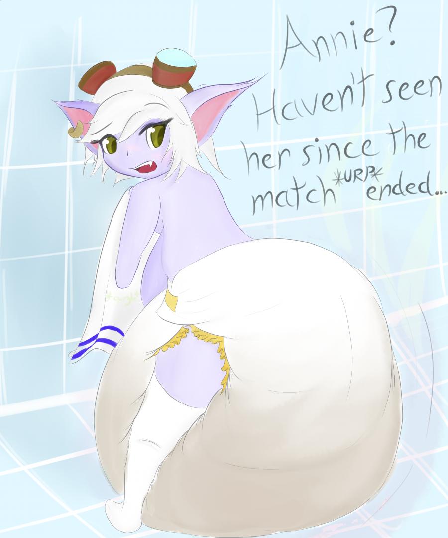 big_breasts big_diaper breasts burping dialogue diaper digestion feces female hair humanoid hyper hyper_feces invalid_tag league_of_legends messy_diaper nude open_mouth pointy_ears pooping purple_skin scat solo sy0p teeth text tristana video_games vore white_hair yordle
