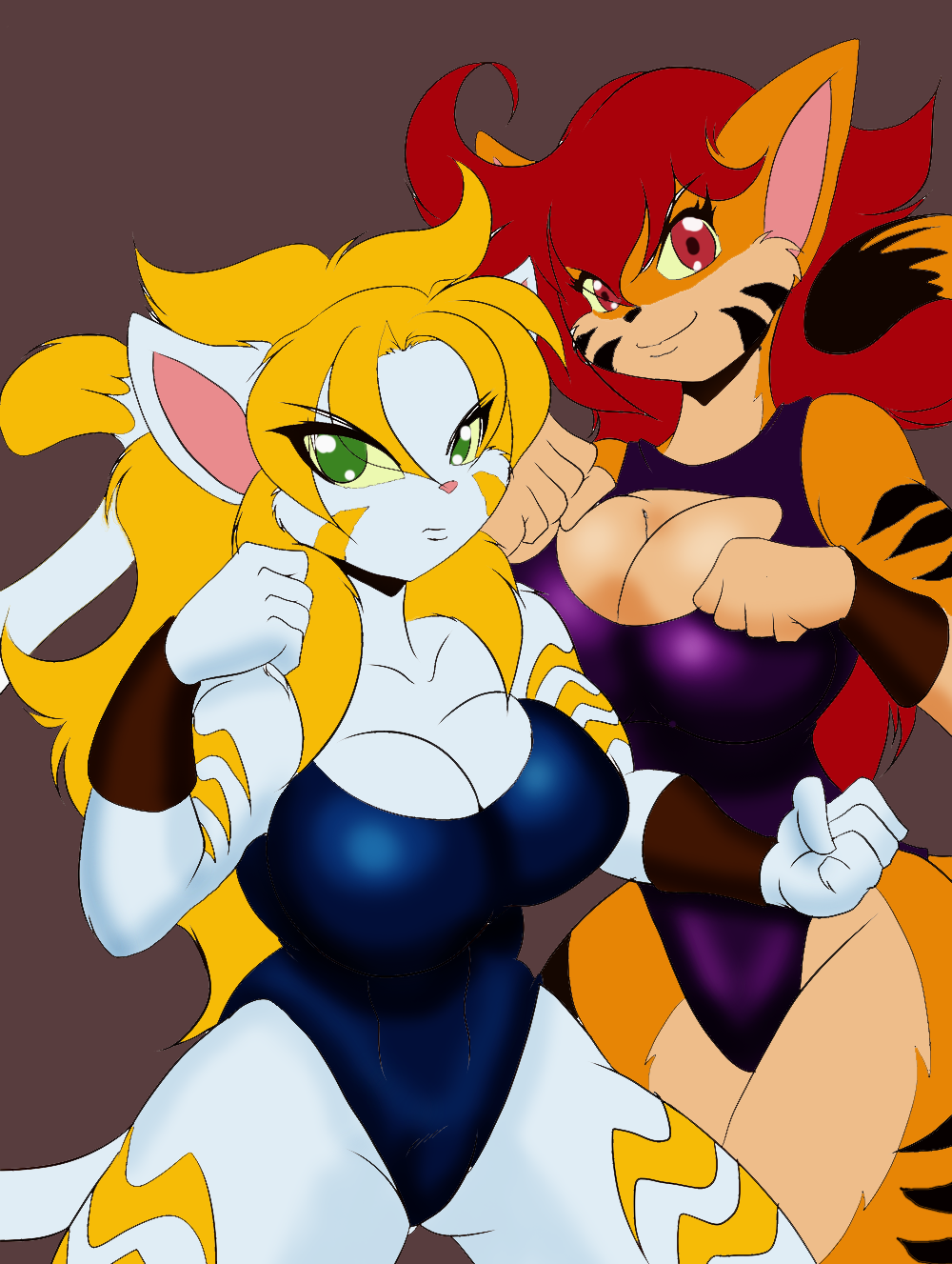 1 at blackwind_zero breasts clevage feline fight invalid_color invalid_tag leotard looking mammal mastergodai piece pose tiger viewer