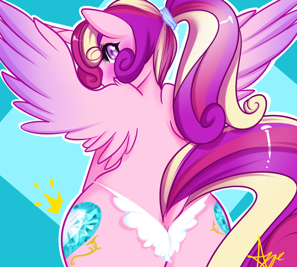 2013 anthro anthrofied azugarlic blush butt clothing cutie_mark dock equine female friendship_is_magic hair horn long_hair looking_back mammal multicolored_hair my_little_pony princess_cadance_(mlp) rear_view solo underwear winged_unicorn wings