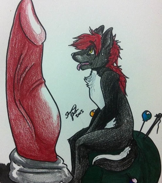 bad_dragon baddragon black_wolf canine dildo giant_penis hair huge_dick huge_penis lunarfoxyraptor mammal micro penis red_hair sex_toy size_difference tarn_wolf wolf yellow_eyes