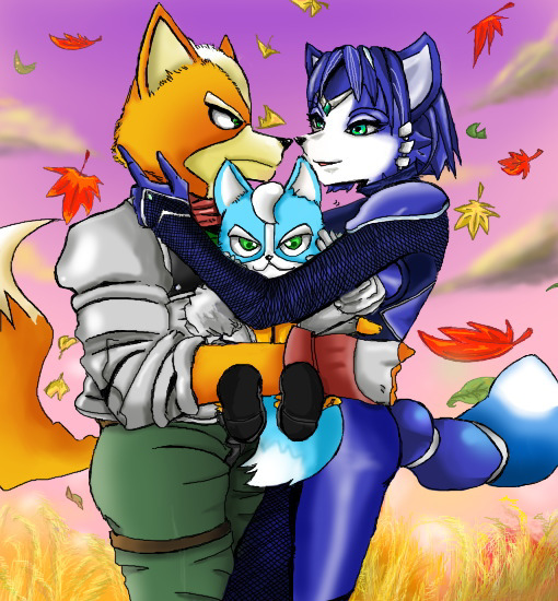 anthro black_nose bodysuit canine clothing family father female fox fox_mccloud hair krystal male mammal marcus_mccloud mother nintendo parent short_hair skinsuit son star_fox unknown_artist video_games young