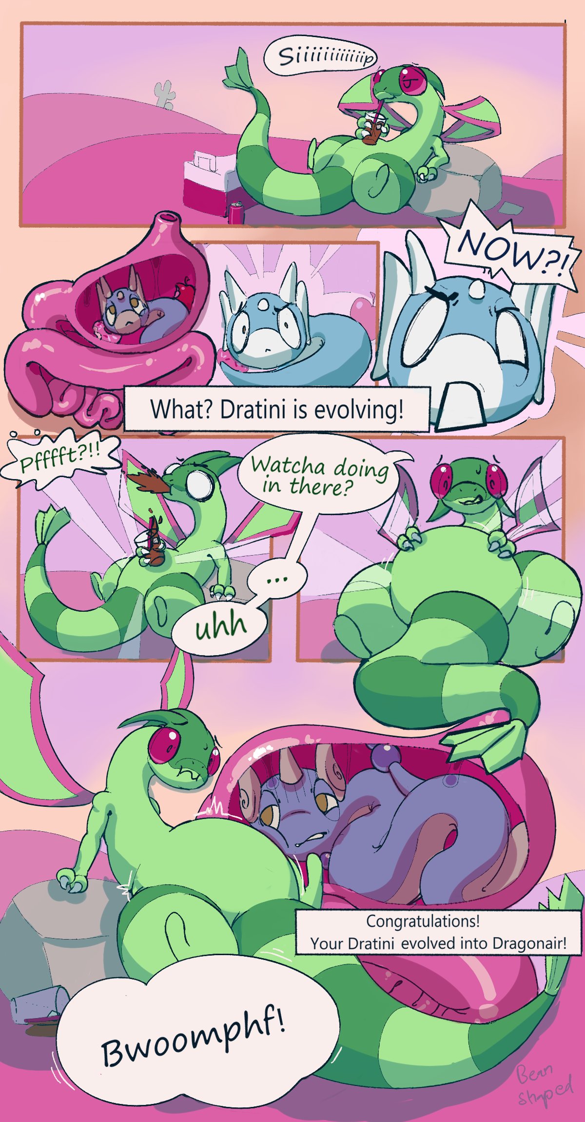 ambiguous_gender bean_shaped cactus container cup desert dialogue dragonair dratini duo english_text evolution feral flygon generation_1_pokemon generation_3_pokemon hi_res nintendo oral_vore plant pokemon pokemon_(species) speech_bubble tagme text vore wings