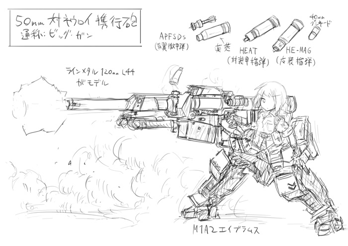 ammunition animal_ears bipod cartridge dakku_(ogitsune) dog_ears firing full_body greyscale ground_vehicle gun hair_over_one_eye m1_abrams main_battle_tank military military_vehicle monochrome motor_vehicle outstretched_arm shell_casing simple_background sketch soldier solo standing strike_witches_1991 striker_unit tank translation_request uniform weapon white_background world_witches_series