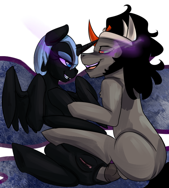 anal anal_penetration animal_genitalia balls black_hair blue_eyes crown ct duo equine female feral friendship_is_magic glowing glowing_eyes hair half-closed_eyes horn horsecock king_sombra_(mlp) male mammal my_little_pony nightmare_moon_(mlp) open_mouth penetration penis pussy red_eyes sex unicorn winged_unicorn wings